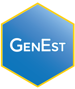GenEst hex logo, just the name stylized